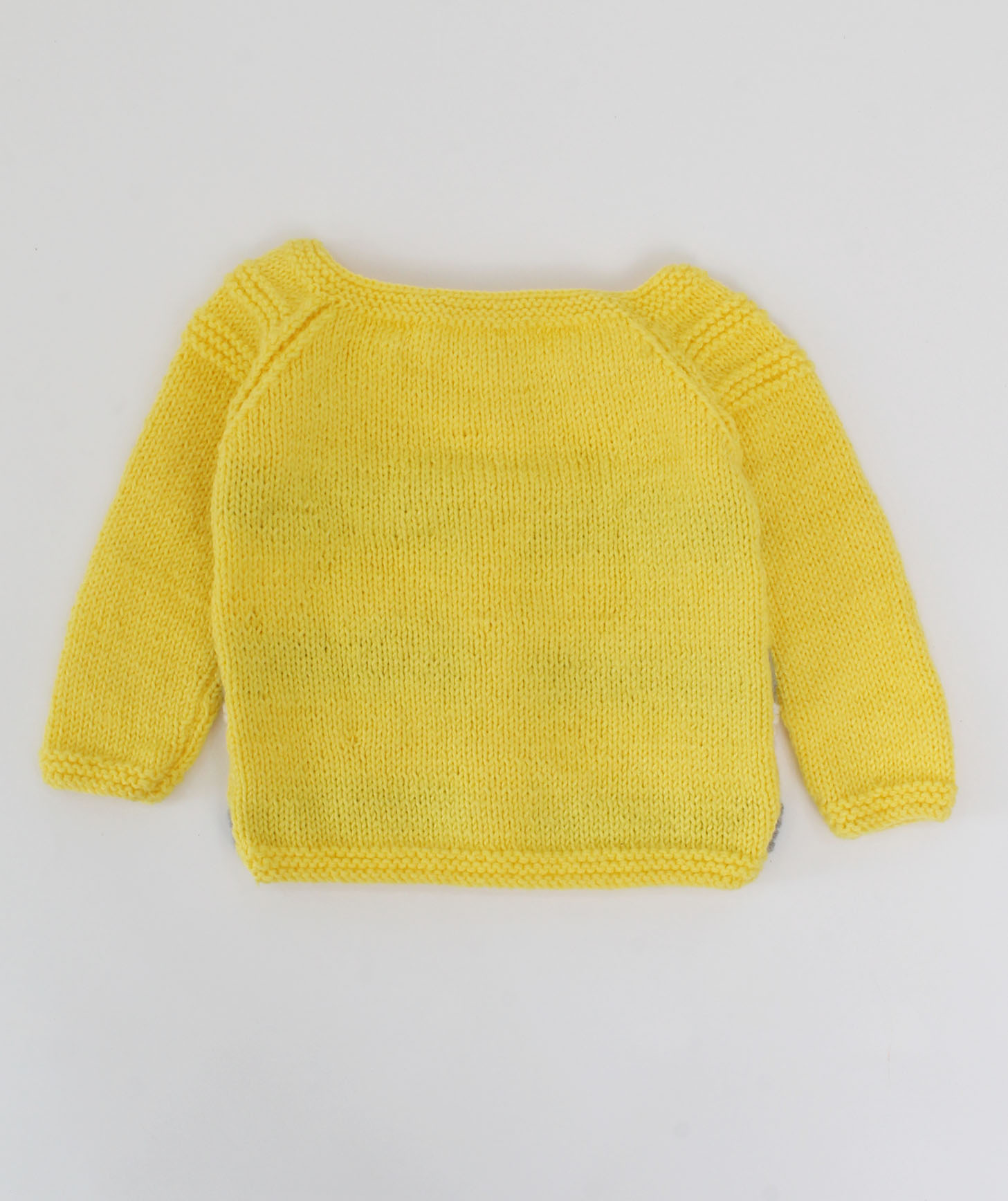 Handknitted Full Sleeves Self Design Sweater - Yellow