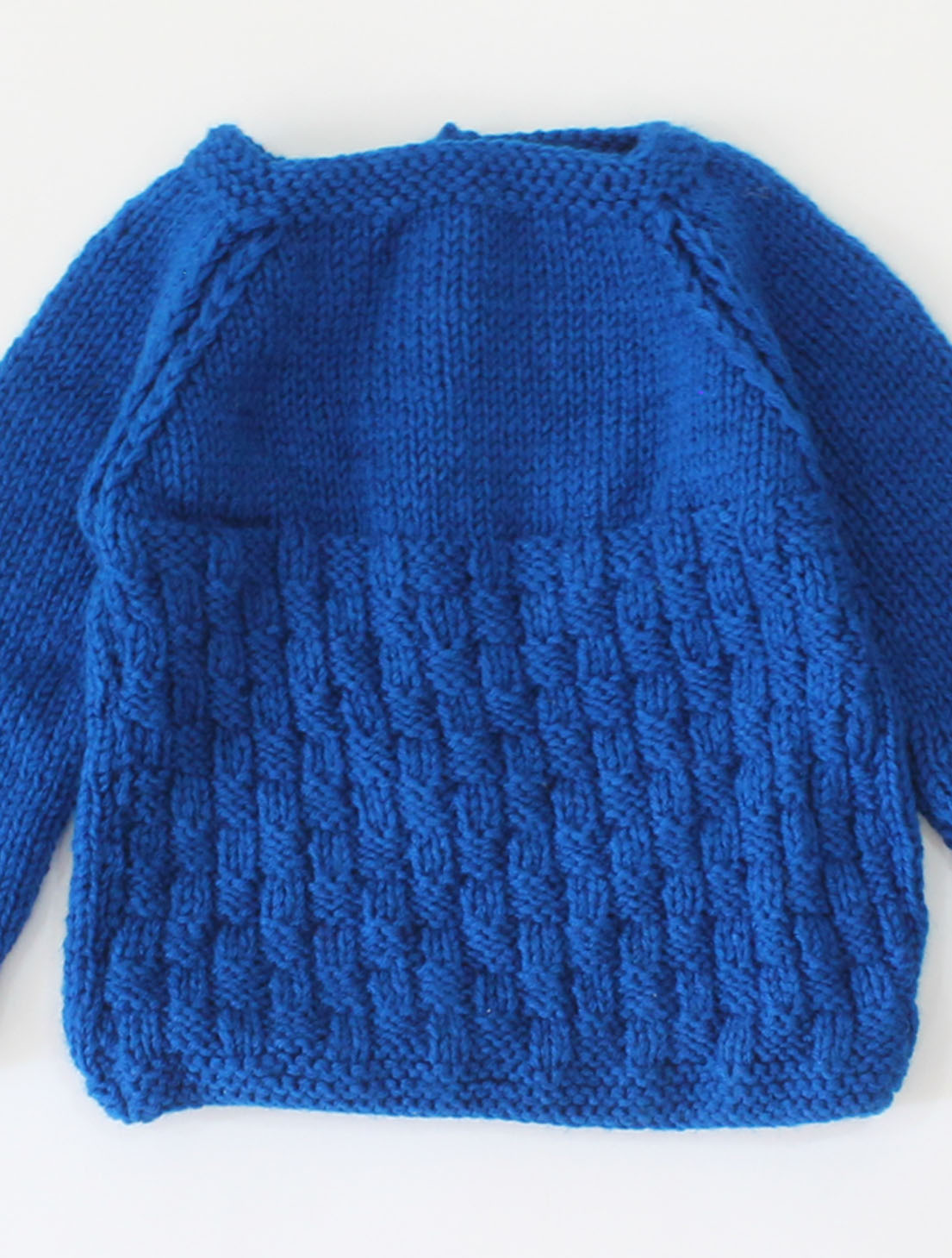 Handknitted Full Sleeves Self Design Sweater For Kids - Blue