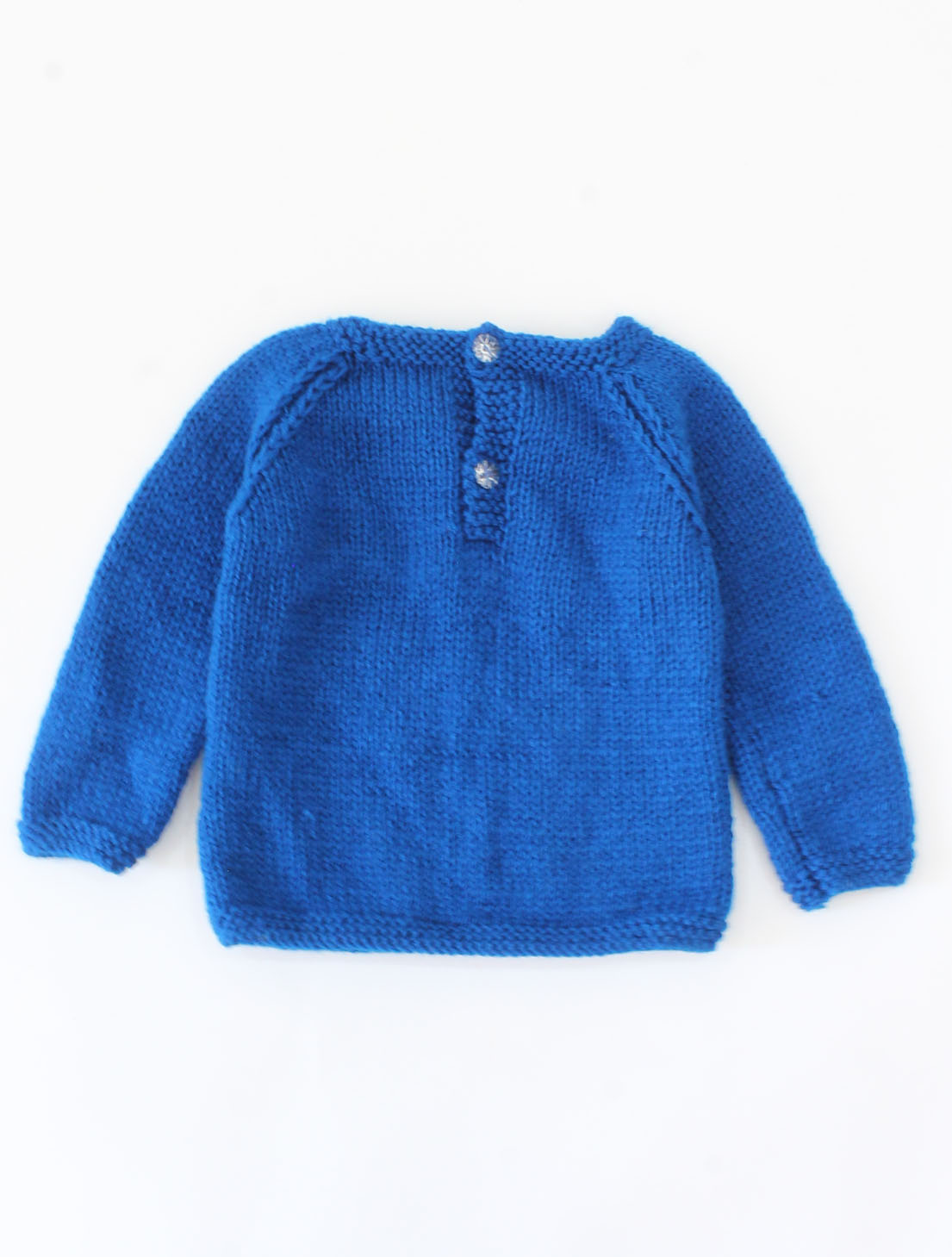Handknitted Full Sleeves Self Design Sweater For Kids - Blue