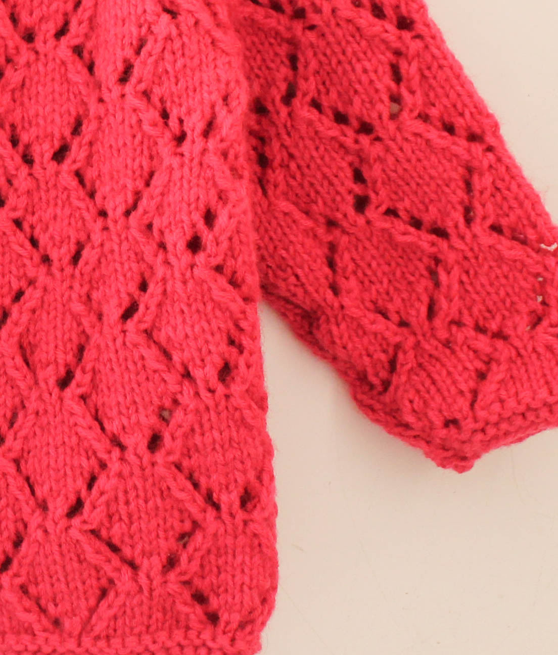 Handknitted Full Sleeves Self Pattern Sweater For Kids - Pink