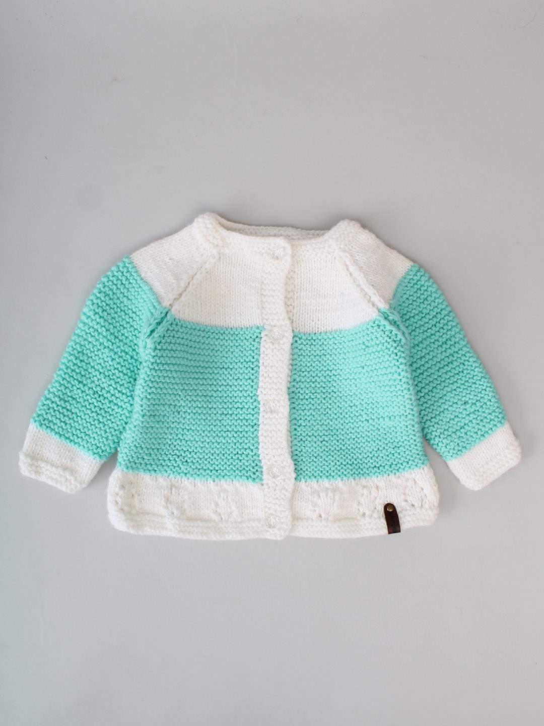 Handknitted Garter Stitch Cardigan for Kids - Green