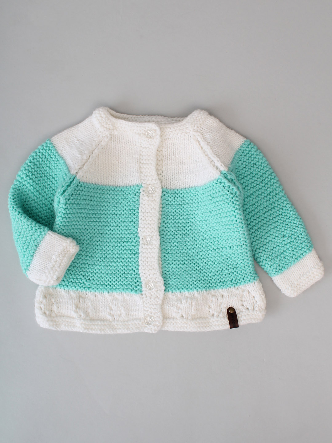 Handknitted Garter Stitch Cardigan for Kids - Green