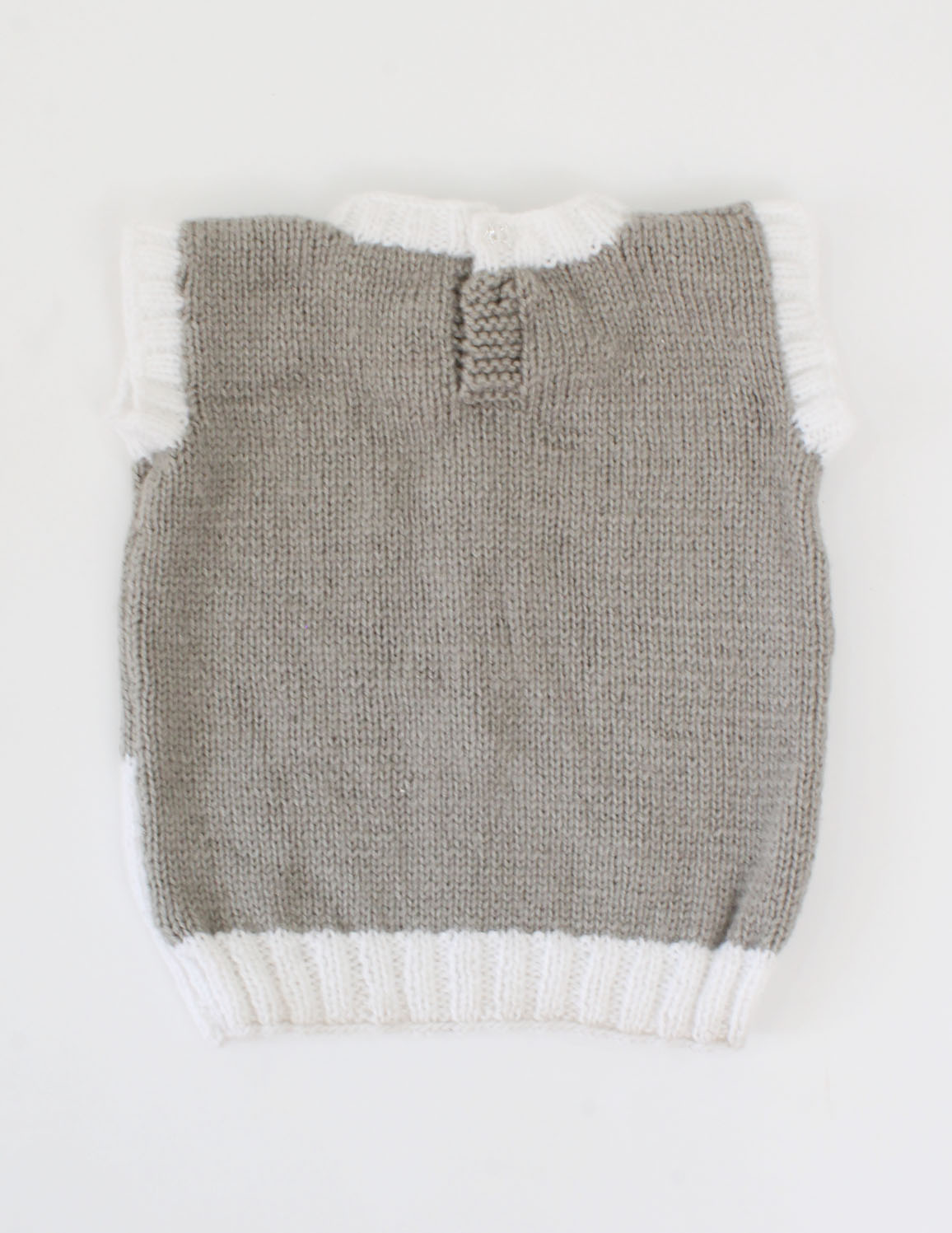 Handknitted Half Sleeve Waistcoat Pattern Bow Sweater - Grey