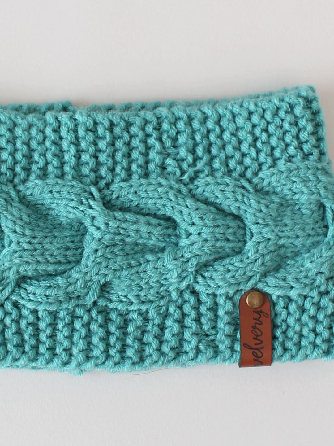 Handknitted Horseshoe Cable Stitch headband for women-Green