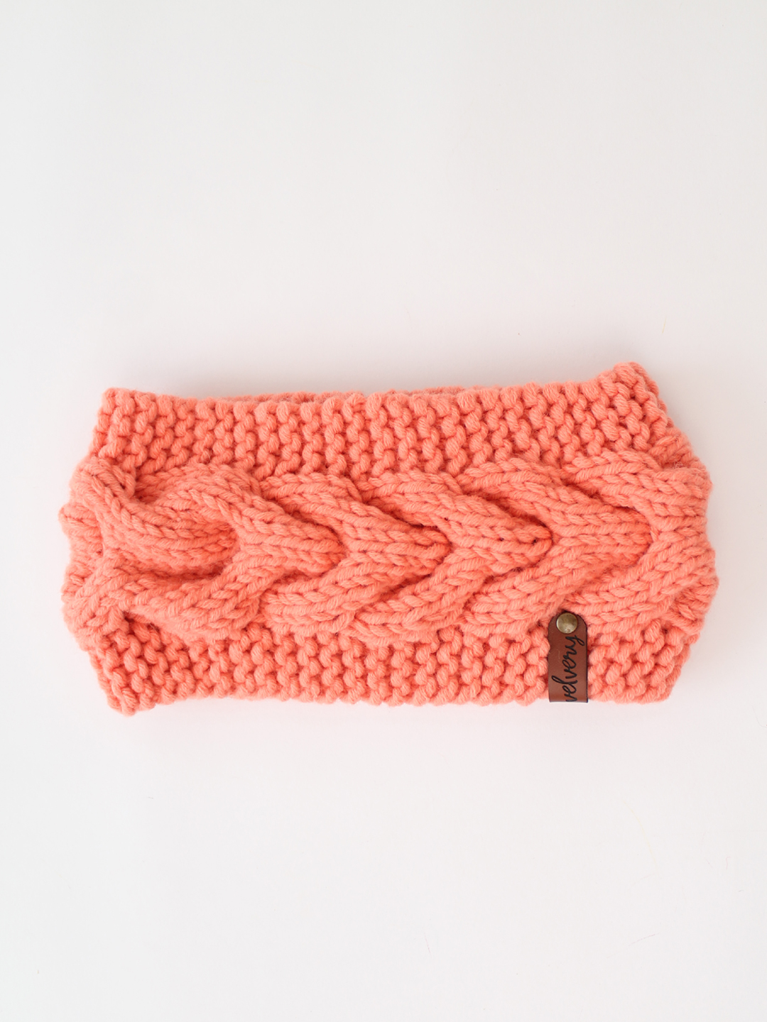 Handknitted Horseshoe Cable Stitch Headwrap - Orange
