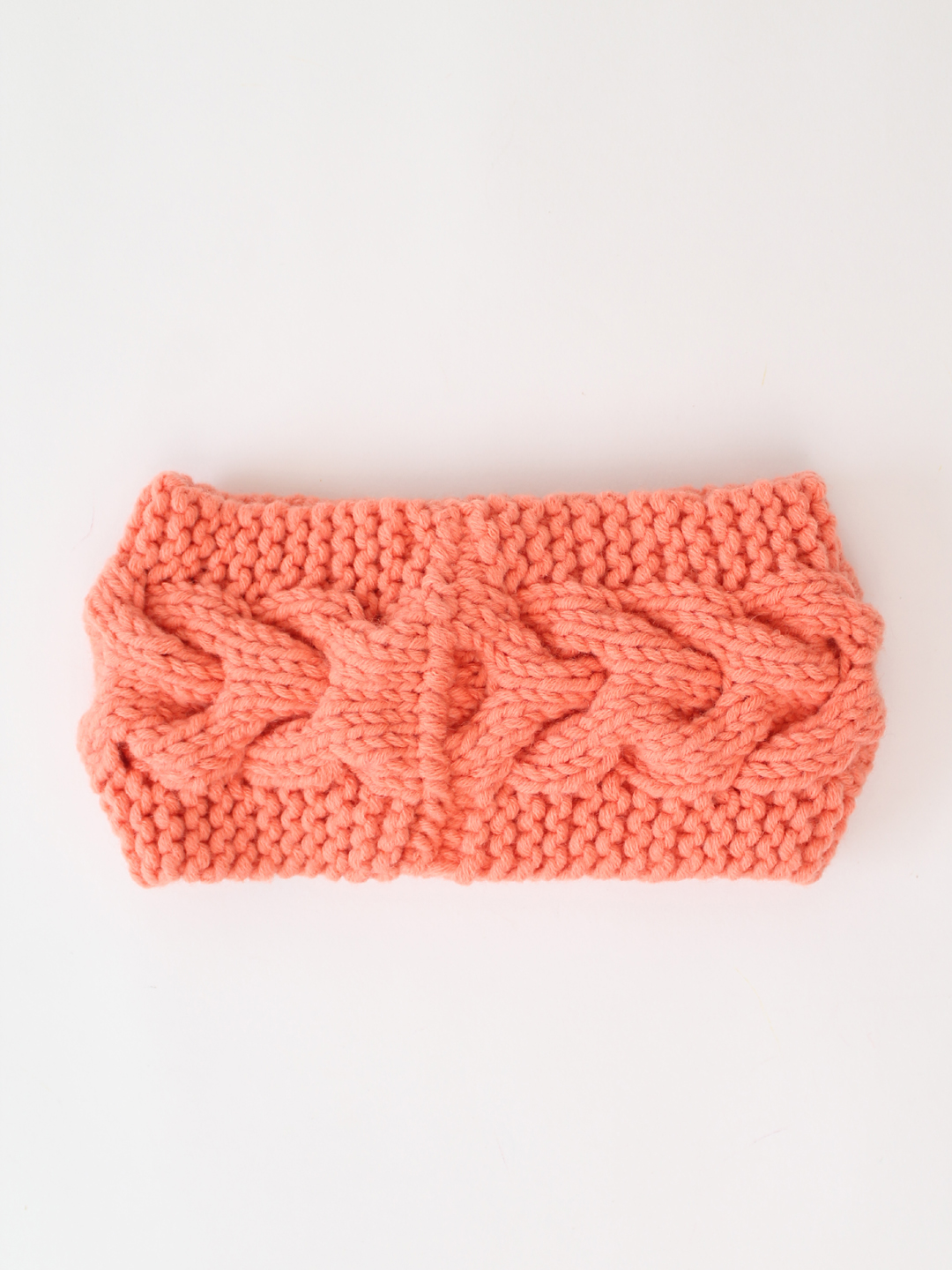 Handknitted Horseshoe Cable Stitch Headwrap - Orange