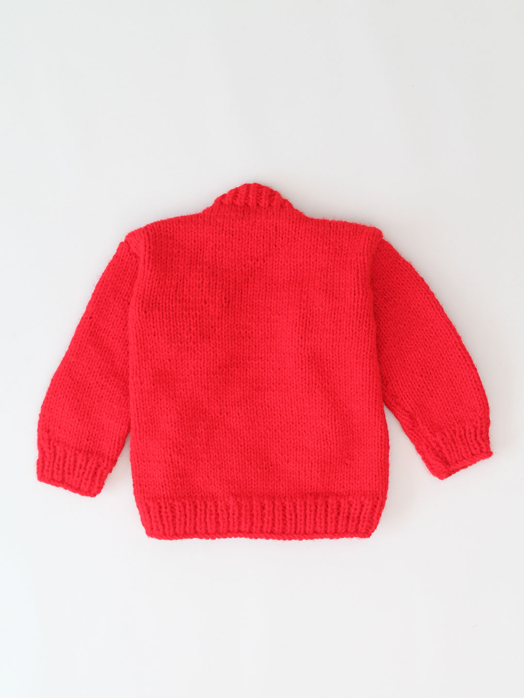 Handknitted Mushroom Applique Sweater for Kids - Red