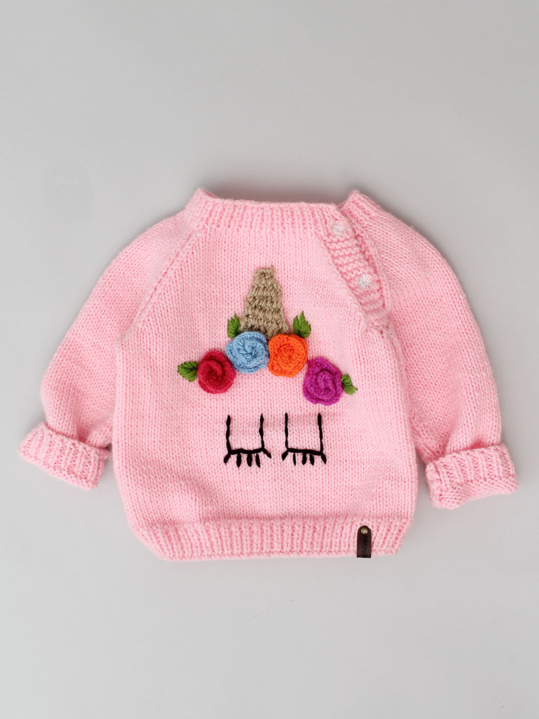 Handknitted Newborn Unicorn Sweater Set Pink