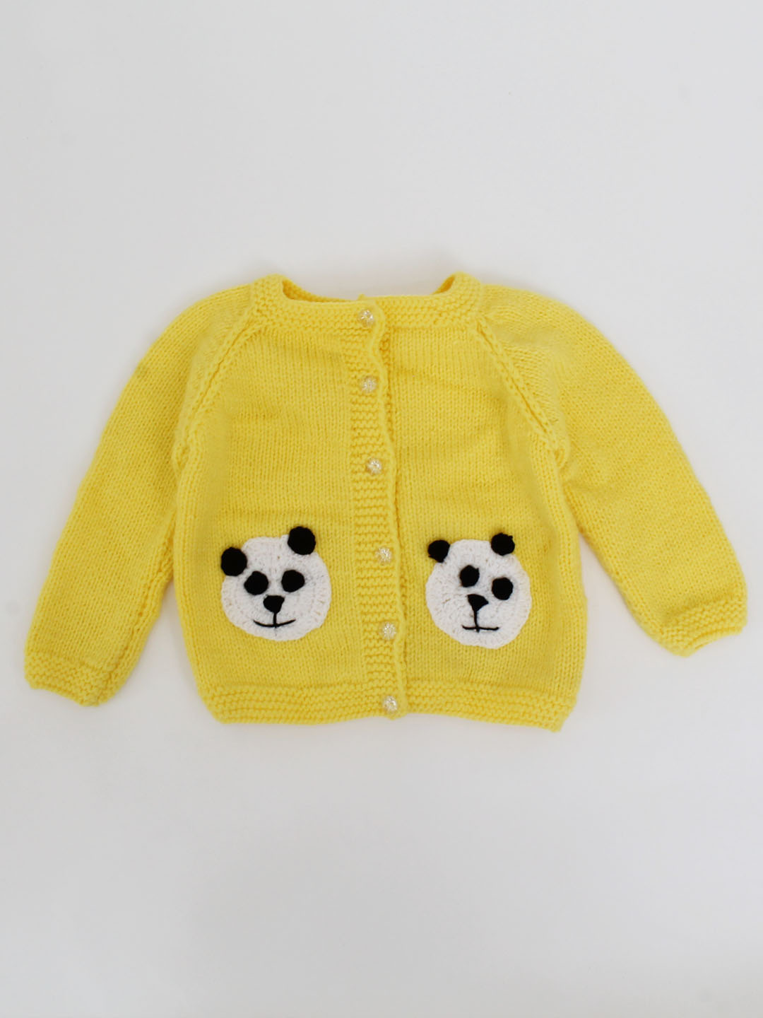 Handknitted Panda Bear Sweater For Kids - Yellow