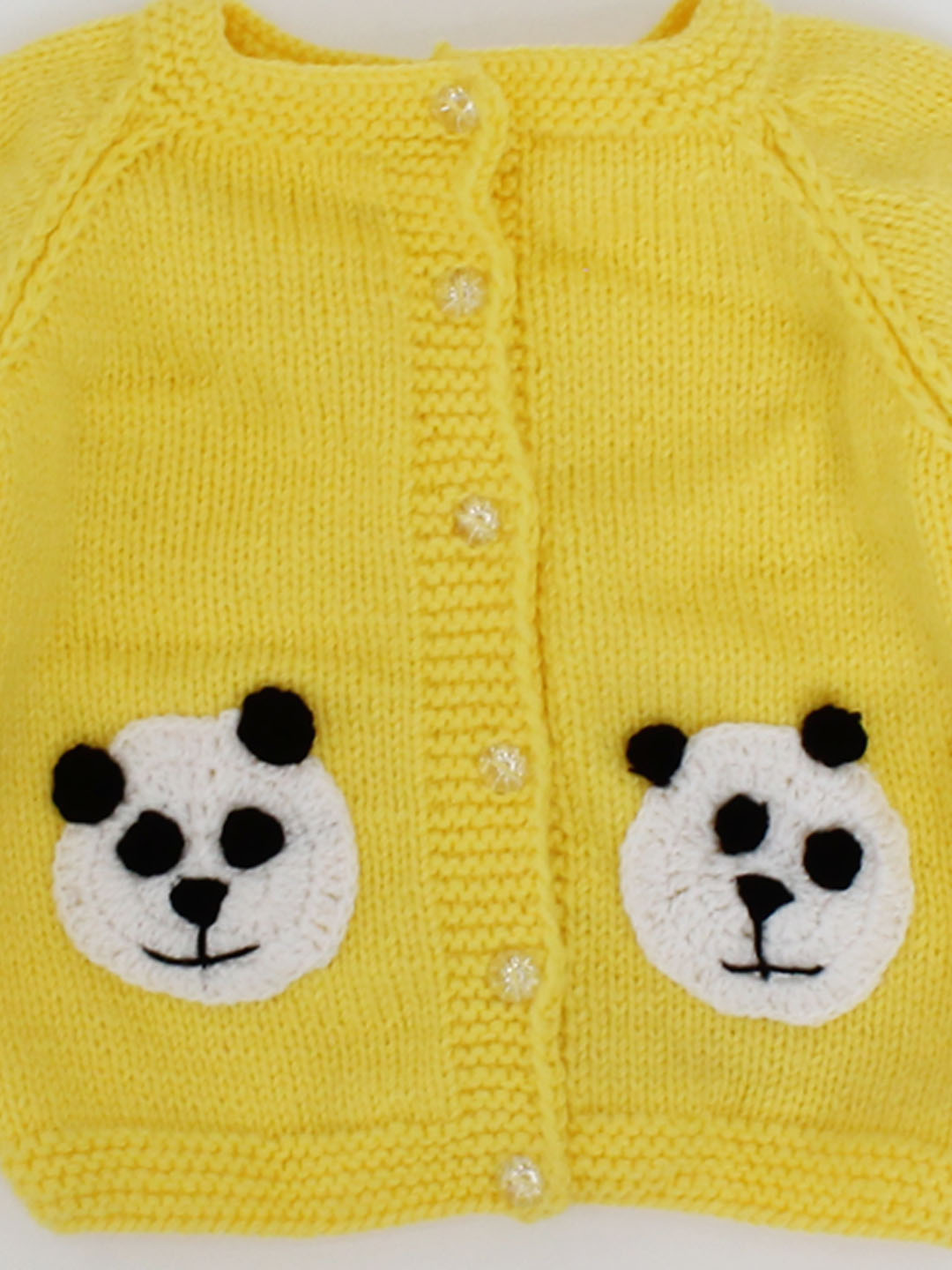 Handknitted Panda Bear Sweater For Kids - Yellow