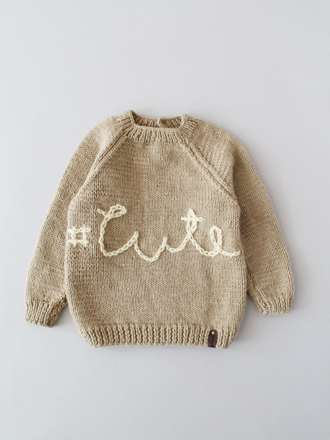 Handknitted Personalised Cute Jumper for Newborn - Beige