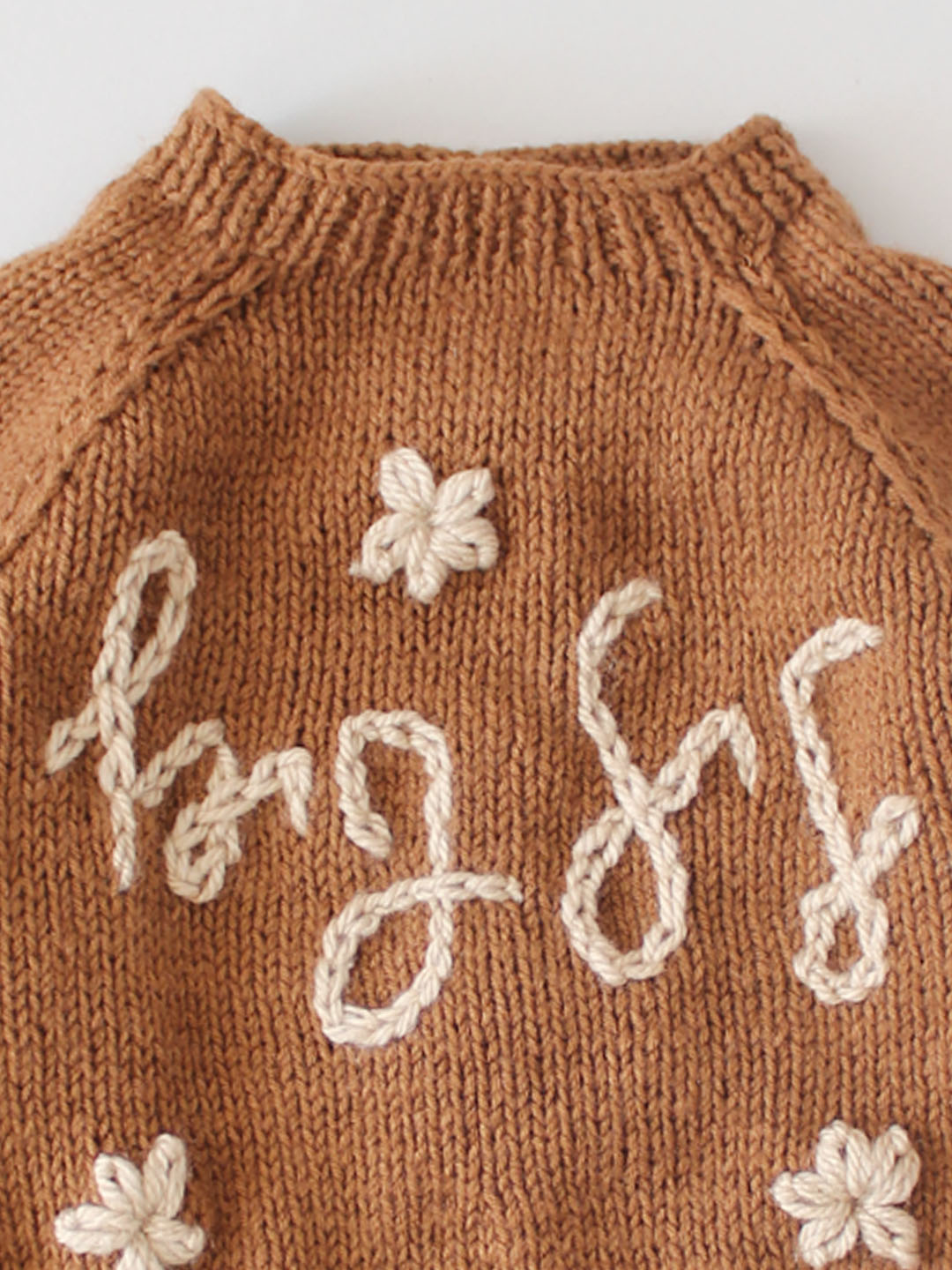 Handknitted Personalised Jumper for Baby Girl - Beige