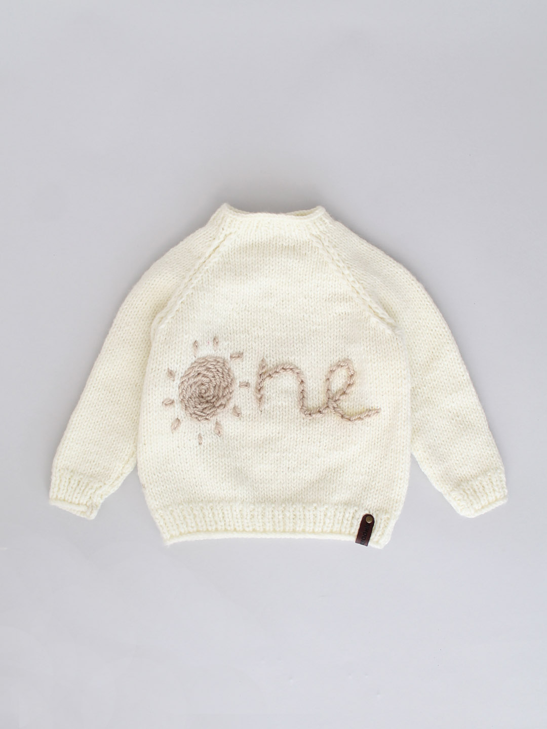Handknitted Personalized Baby & Child Jumper - Cream