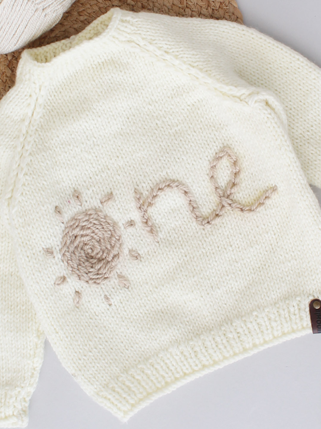 Handknitted Personalized Baby & Child Jumper - Cream