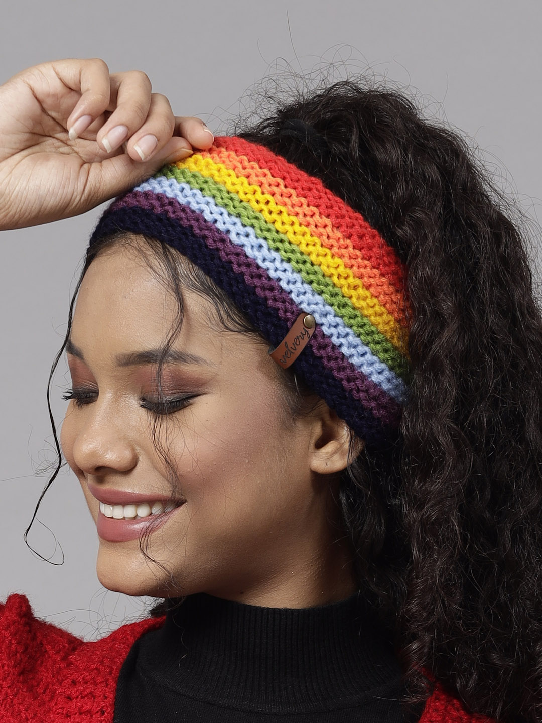 Handknitted Rainbow Winter Headband for Women - Multi