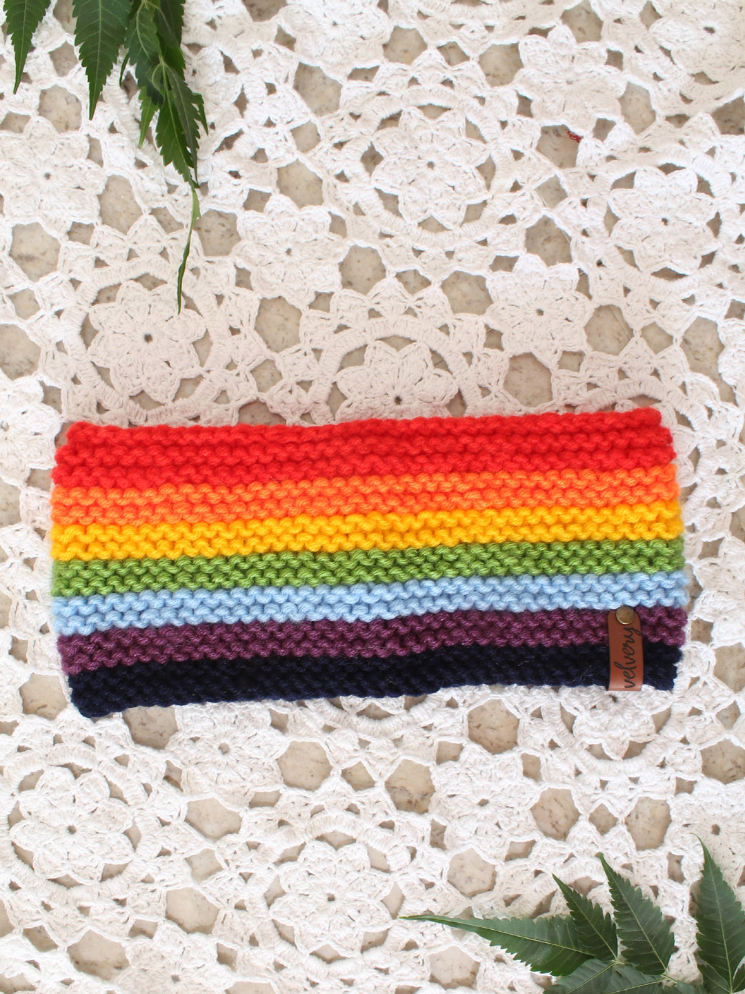 Handknitted Rainbow Winter Headband for Women - Multi