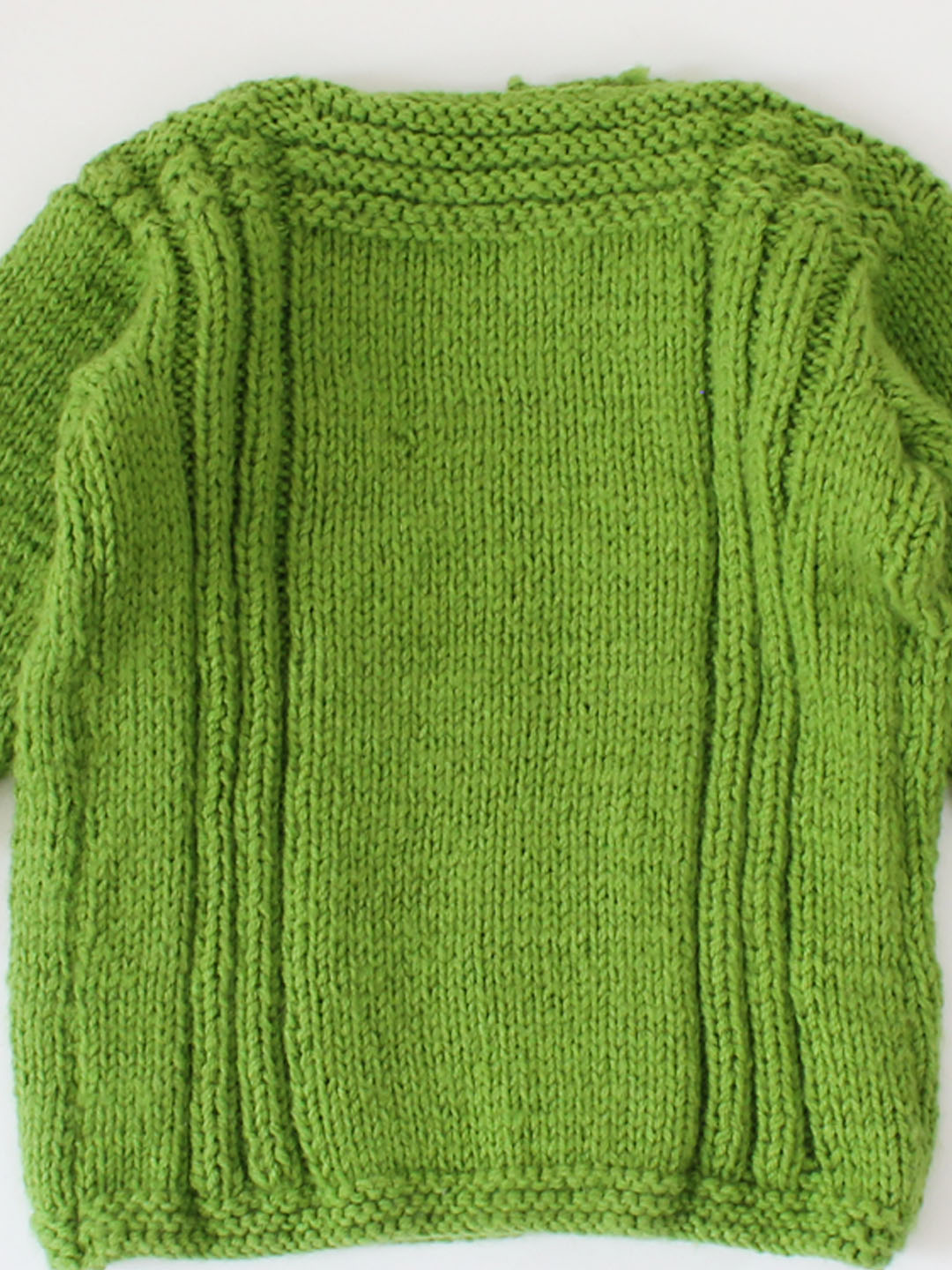 Handknitted Self Design Sweater For Kids - Green
