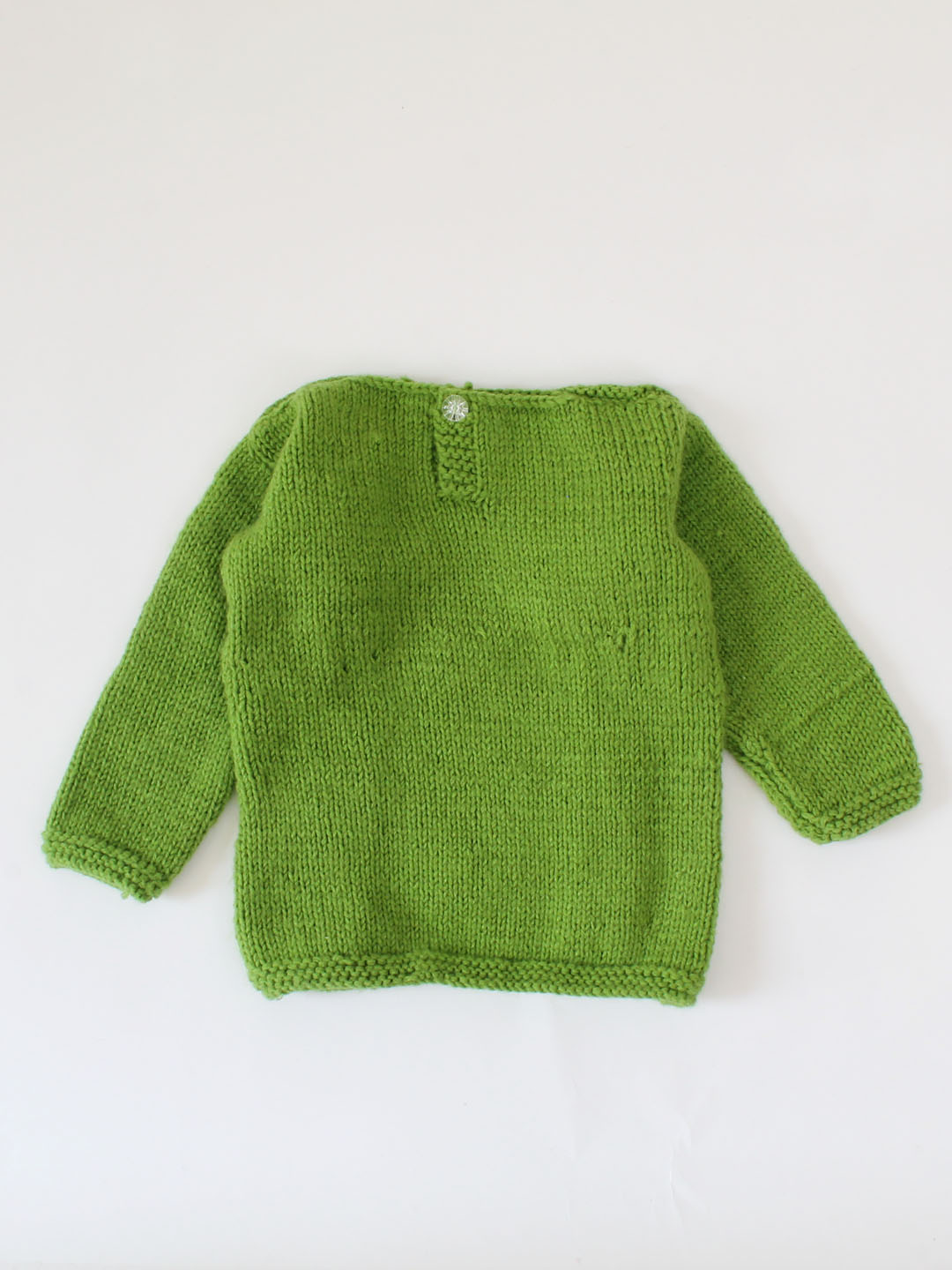 Handknitted Self Design Sweater For Kids - Green