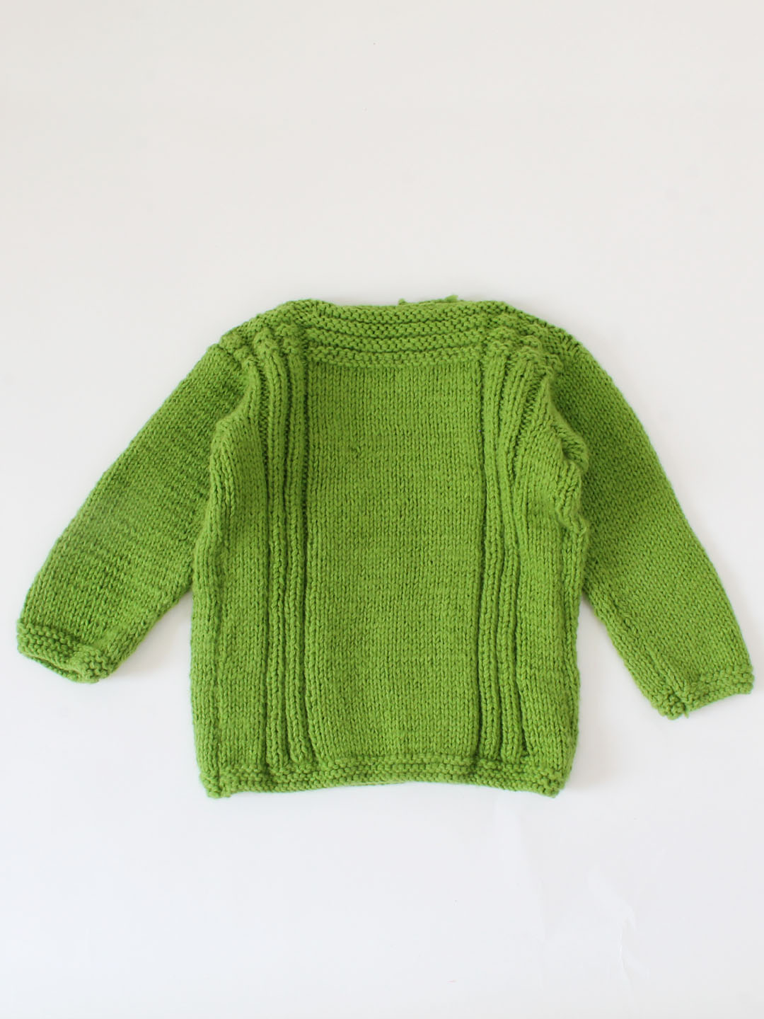 Handknitted Self Design Sweater For Kids - Green