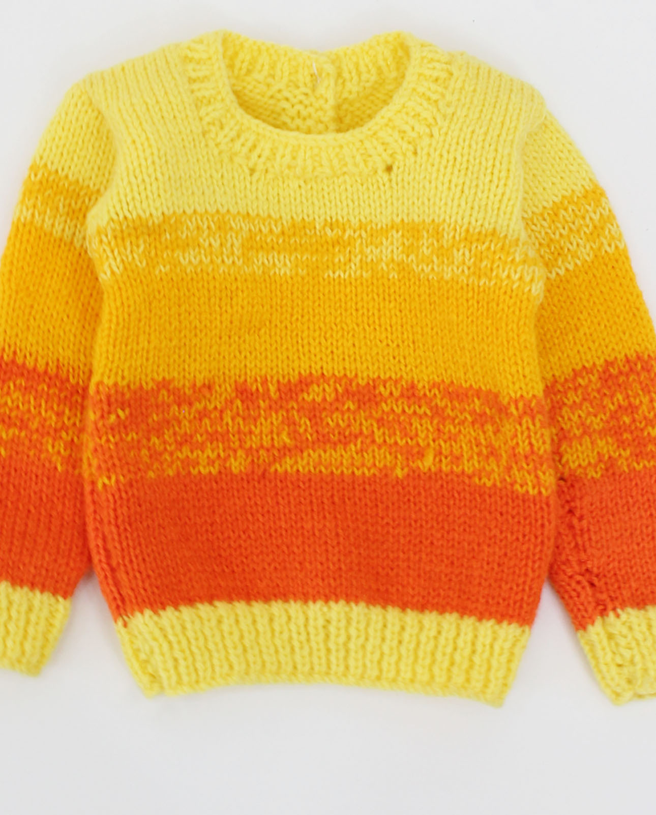 Handknitted Shaded Sweater For Kids- Orange