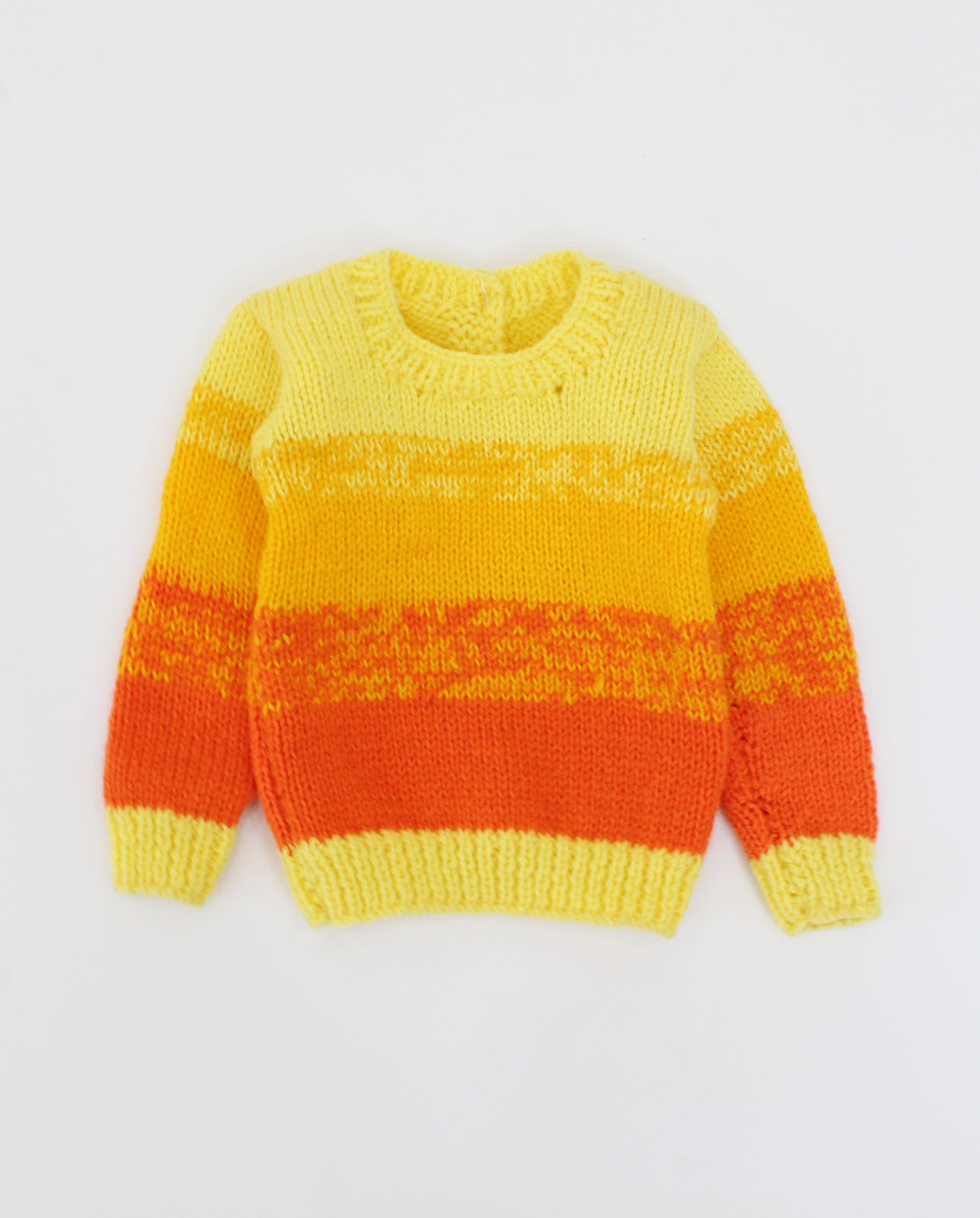 Handknitted Shaded Sweater For Kids- Orange