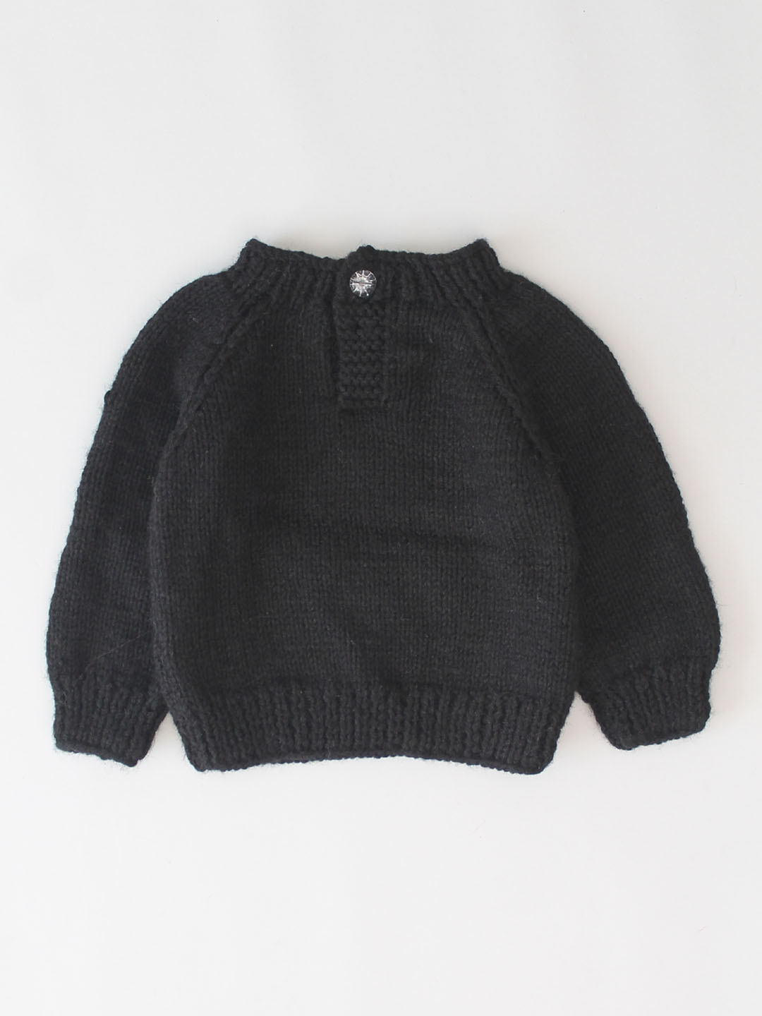 Handknitted Smiley Face Sweater for Kids - Black