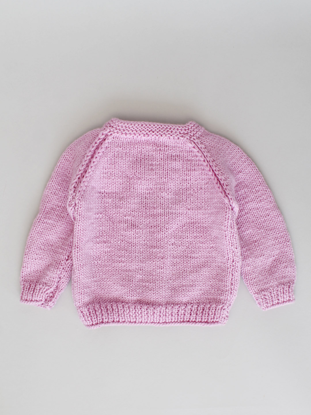 Handknitted Stokienette Stitch Sweater for Kids - Mauve