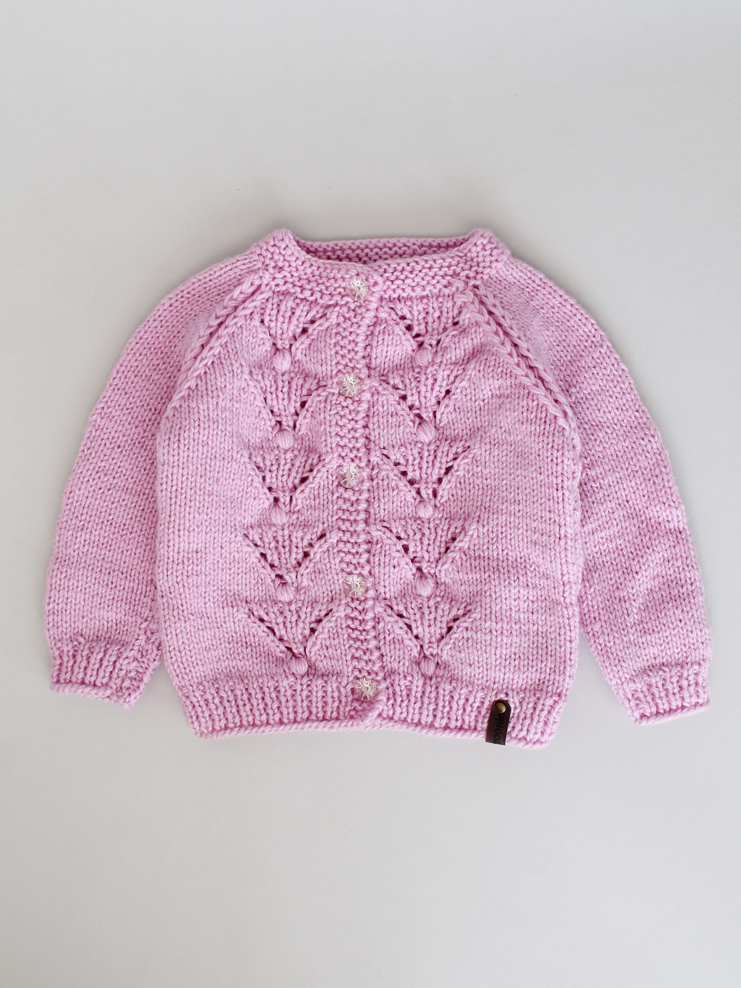 Handknitted Stokienette Stitch Sweater for Kids - Mauve