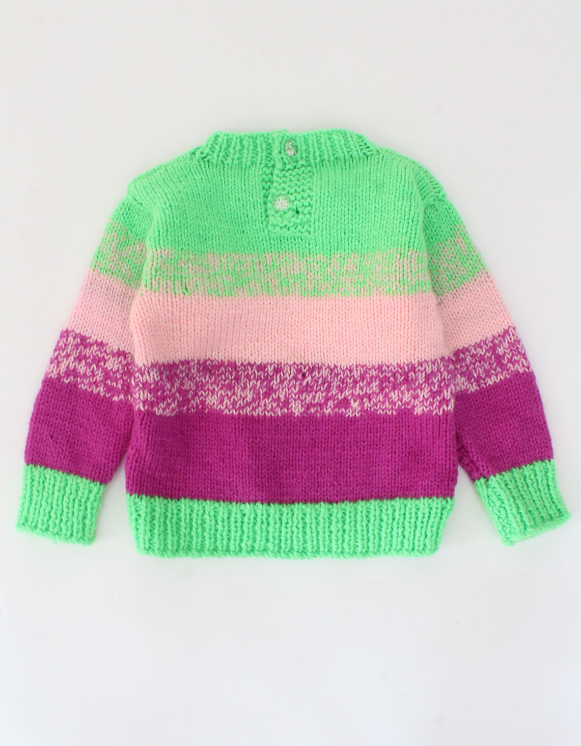 Handknitted Striped Colourful Sweater For Kids - Multicoloured