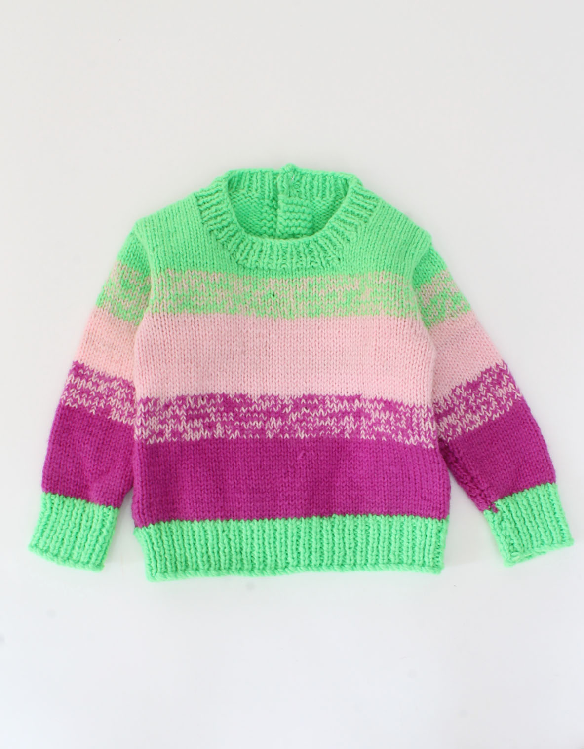Handknitted Striped Colourful Sweater For Kids - Multicoloured