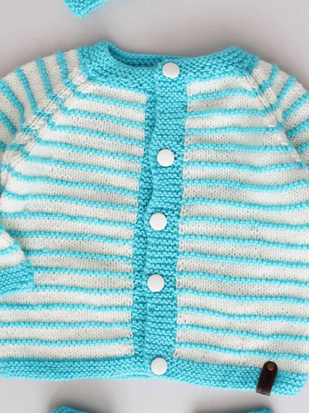 Handknitted Striped Infant Sweater Set - Blue