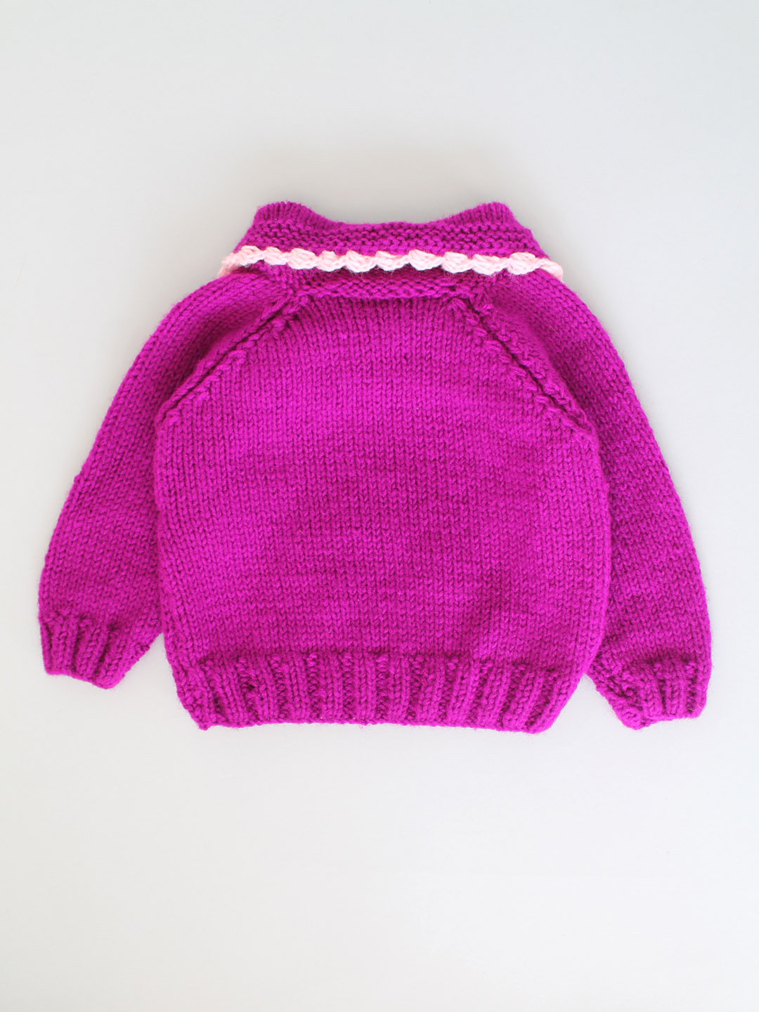 Handknitted Sweater with Embroidered Peter Pan Collar - Purple