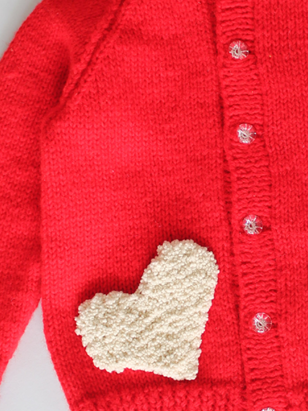 Handknitted Sweater with Heart Pocket for Kids - Red