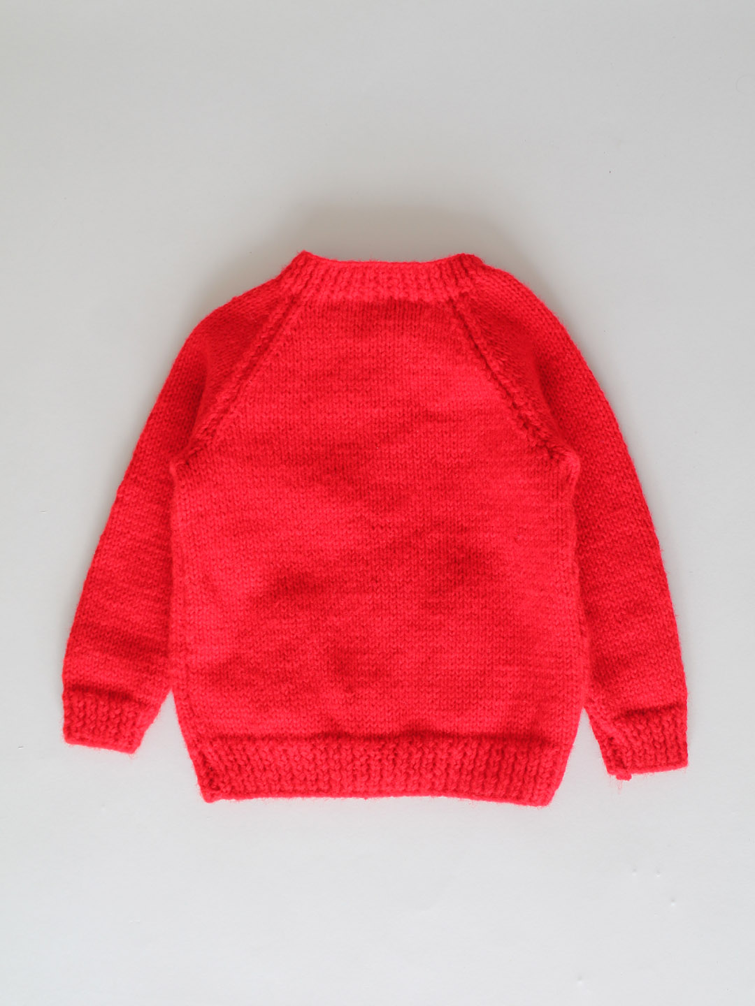 Handknitted Sweater with Heart Pocket for Kids - Red