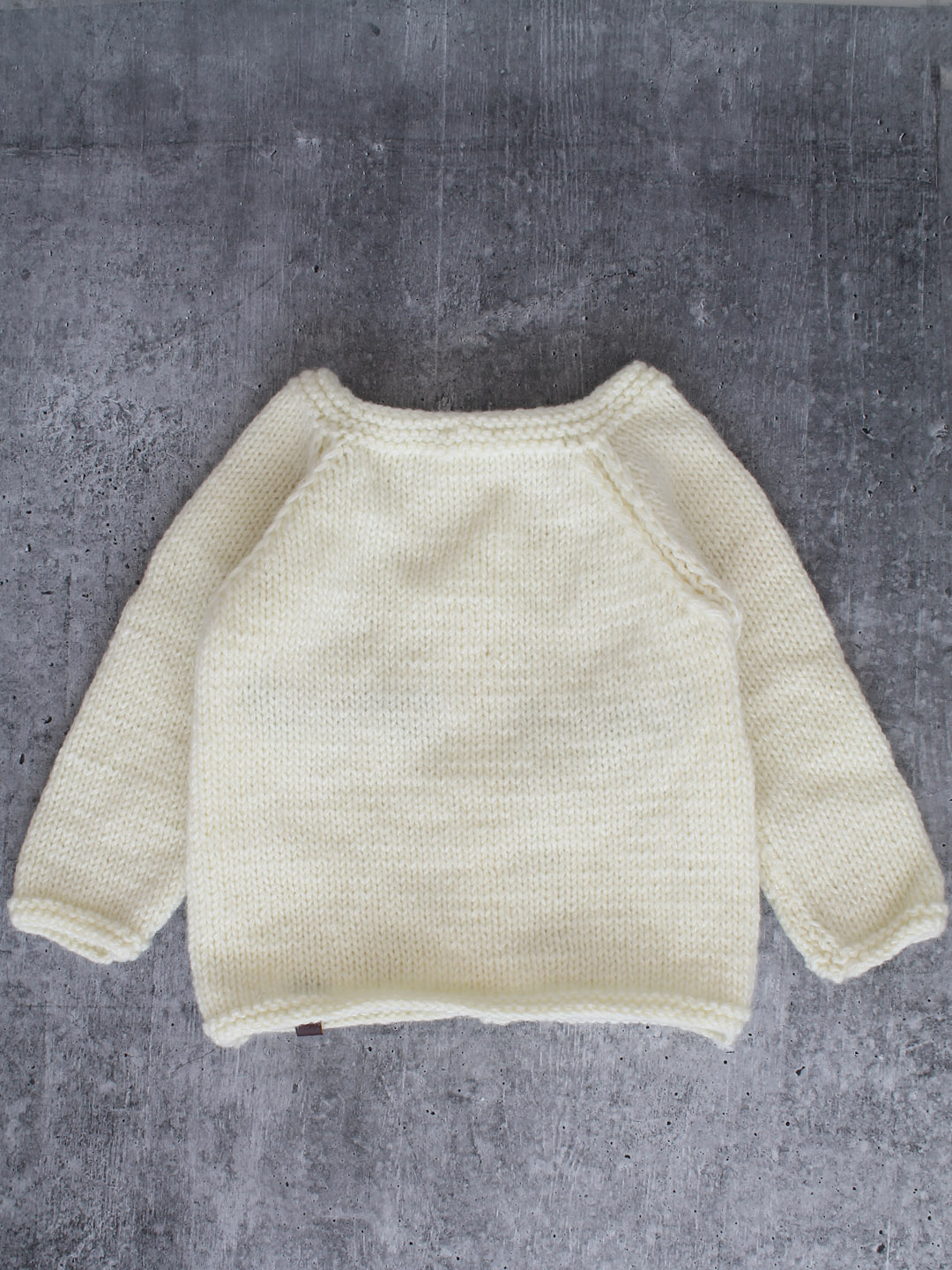 Handknitted Waffel Stitch Sweater for Kids - Cream