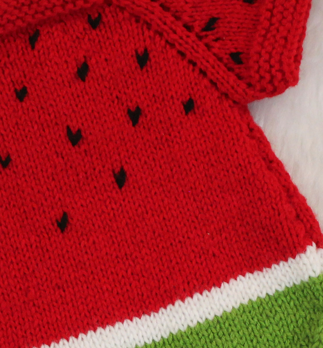 Handknitted Watermelon Woolen Baby Romper - Red and Green