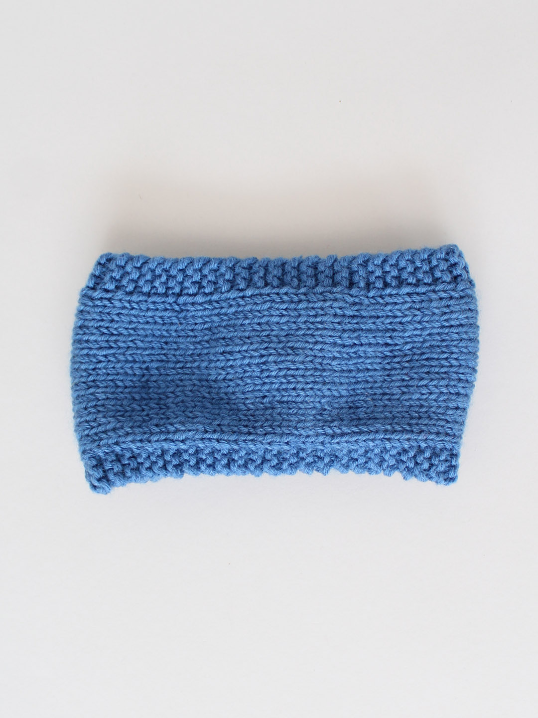 Handknitted White Pearl Winter Headband for Women - Blue
