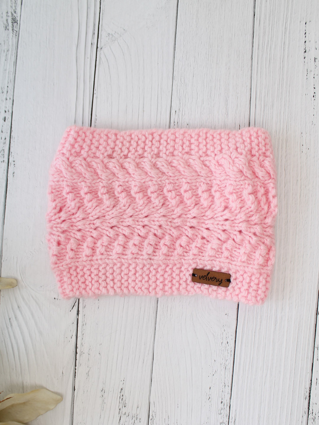 Handknitted Winter Headwrap for Women - Baby Pink
