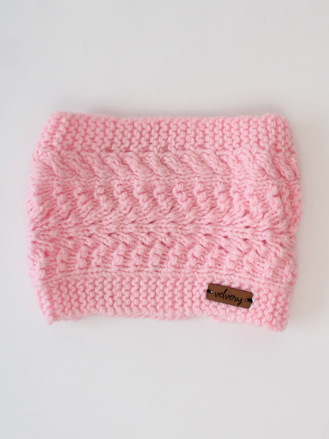 Handknitted Winter Headwrap for Women - Baby Pink