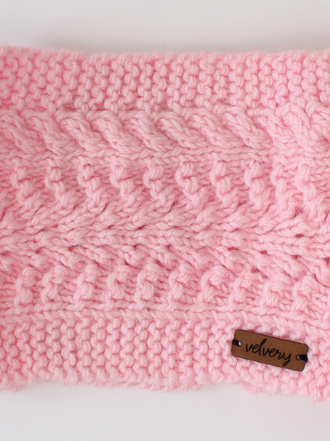 Handknitted Winter Headwrap for Women - Baby Pink