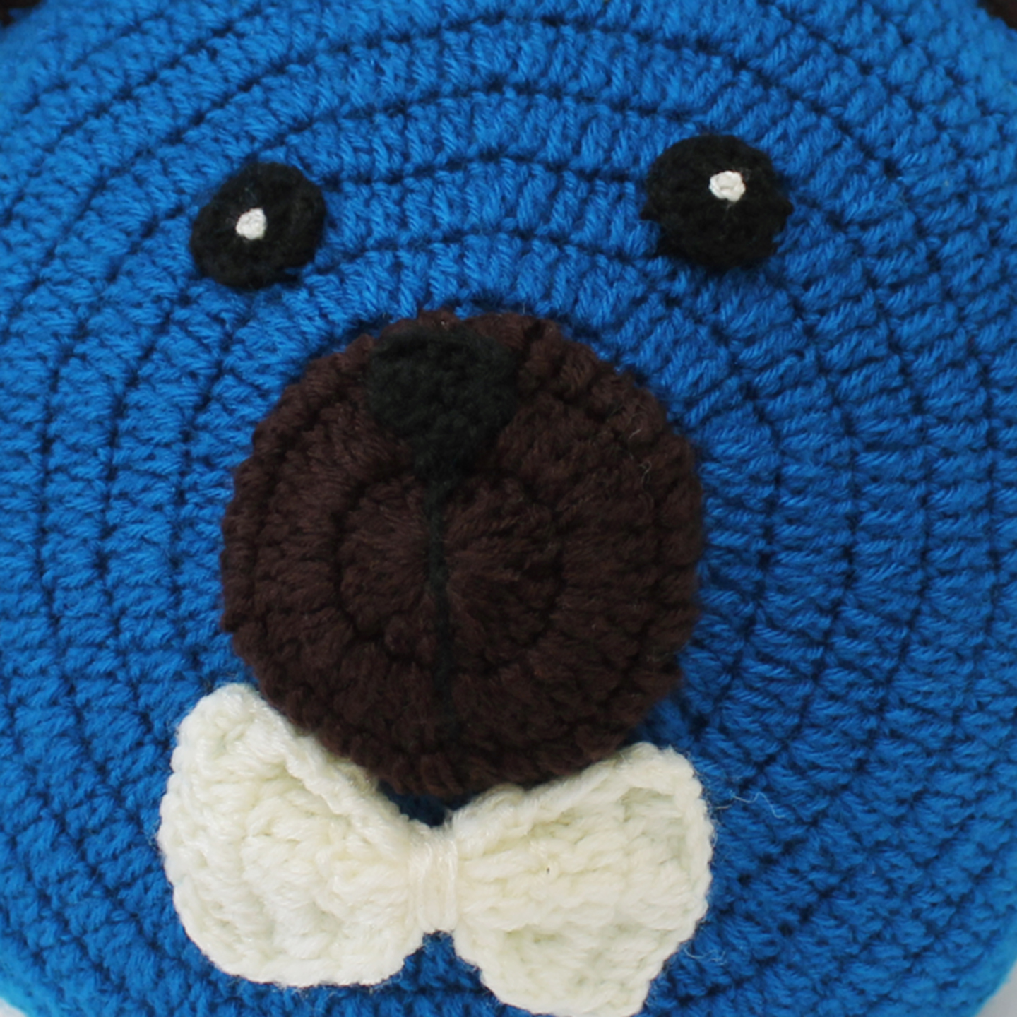 Handmade Bear Pattern Crochet Snuggle Cushion For Kids-Blue
