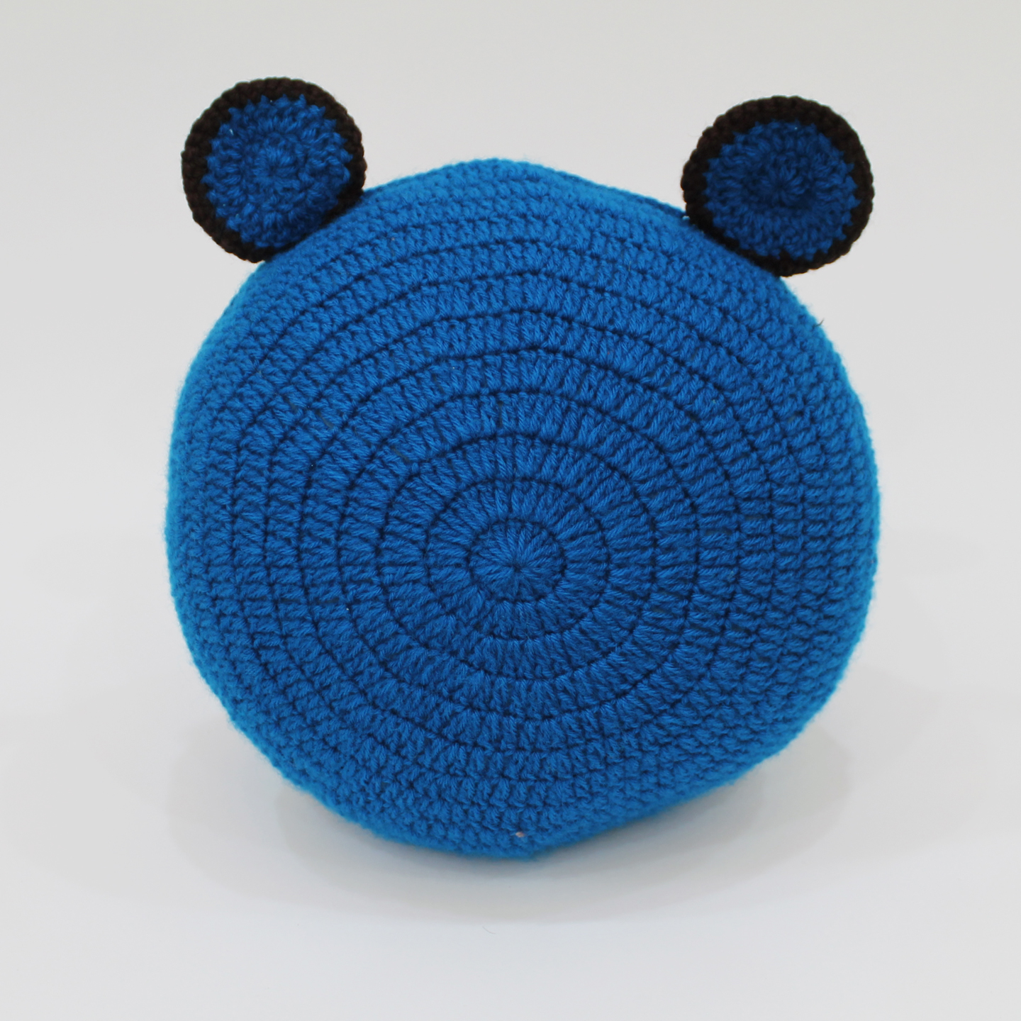Handmade Bear Pattern Crochet Snuggle Cushion For Kids-Blue