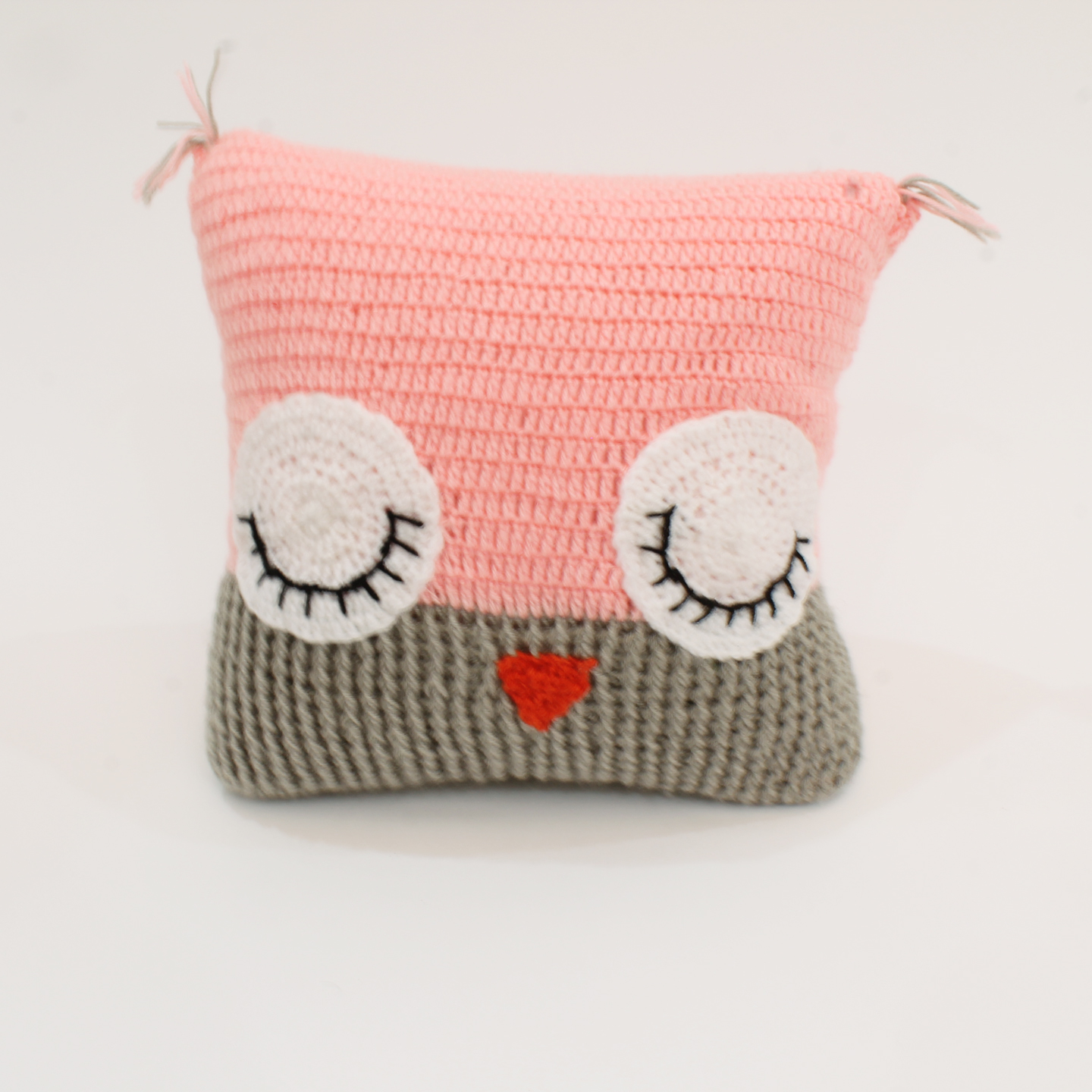 Handmade Bird Eye Pattern Cushion Cover with Cushion - Pink