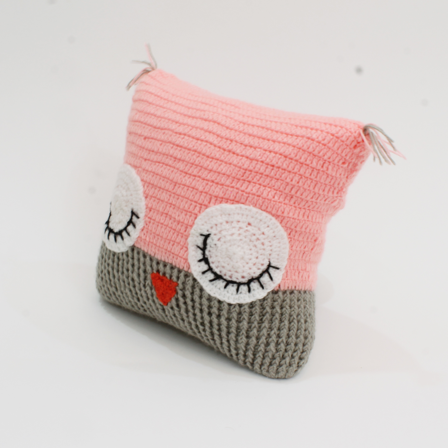 Handmade Bird Eye Pattern Cushion Cover with Cushion - Pink