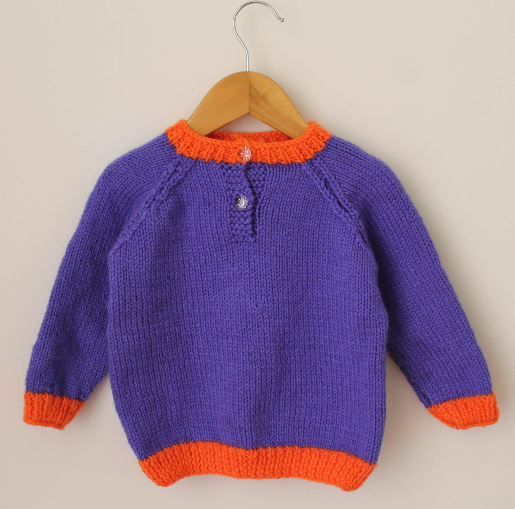 Handmade Checked Design Cardigan For Kids - Purple