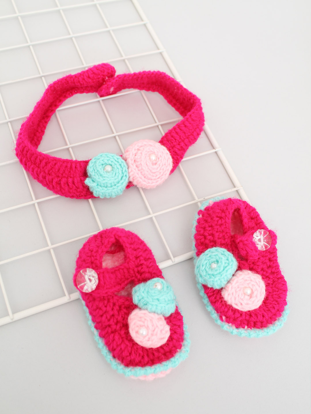 Handmade Crochet Baby Girl Party Dress - Tricolour