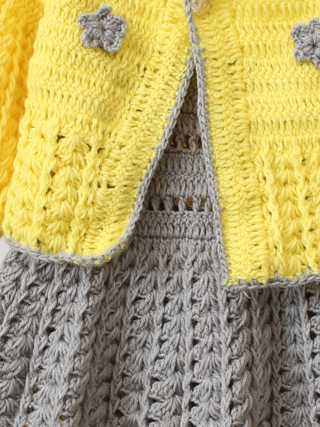 Handmade Crochet Baby Girl Winter Dress for Newborn - Grey