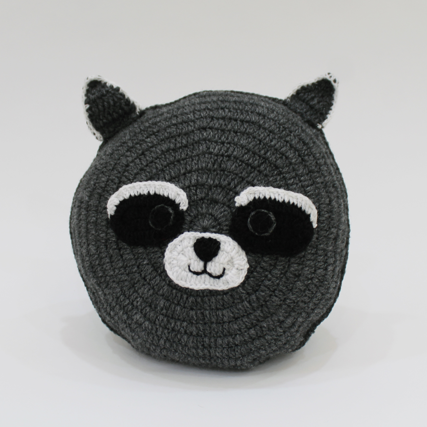 Handmade Crochet Bear Face Cuddle Pillow For Children - Grey
