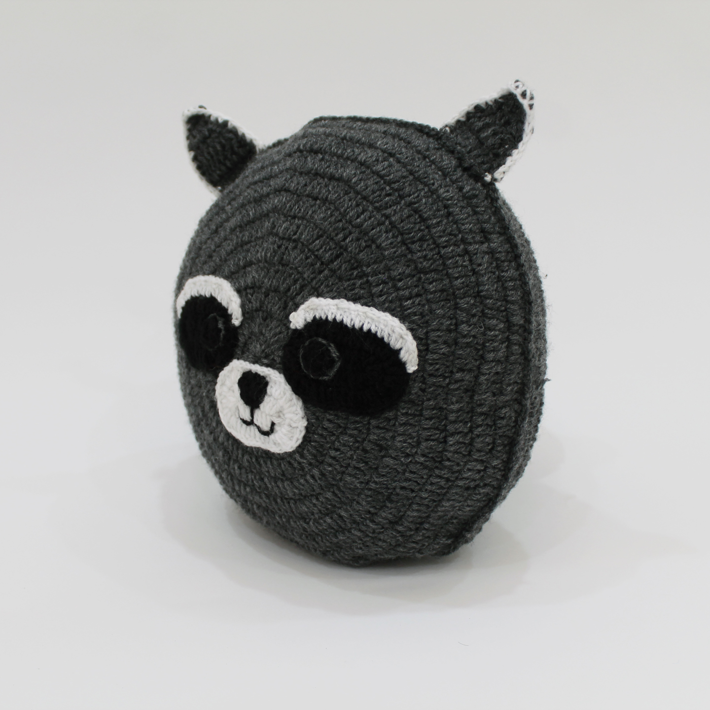 Handmade Crochet Bear Face Cuddle Pillow For Children - Grey