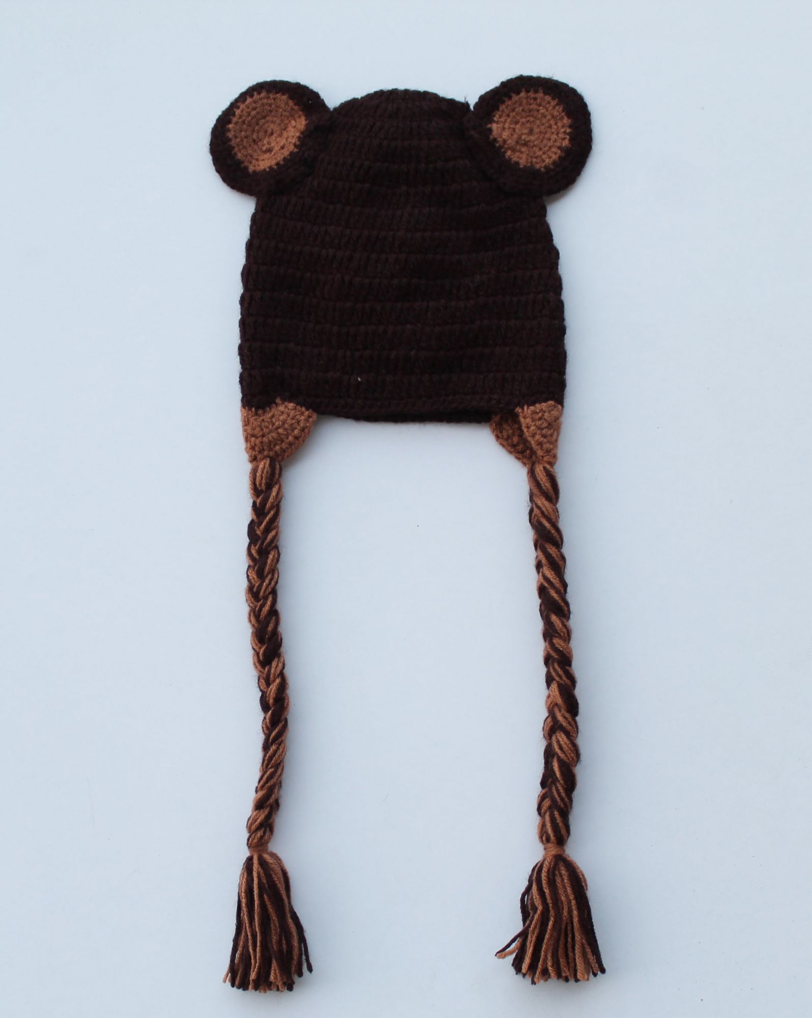 Handmade Crochet Bear Pattern Cap for Kids - Brown Woonie